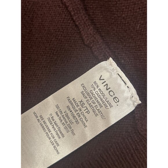 VINCE Rib Placket Wool Cashmere Blend Cardigan Cherry Night - Picture 6 of 6